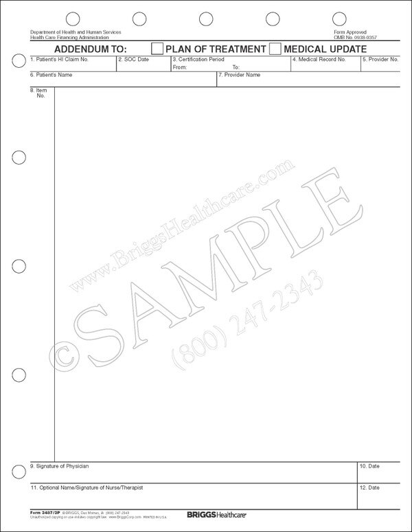 Addendum To Plan of Treatment/Medical Update Form